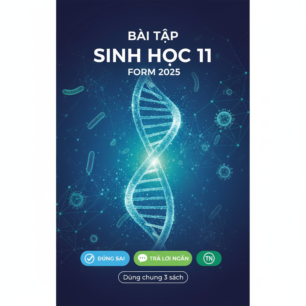 BỘ BÀI TẬP SINH HỌC 11 FORM 2025 - ĐÚNG SAI, TRẢ LỜI NGẮN, TN (Dùng chung 3 sách)